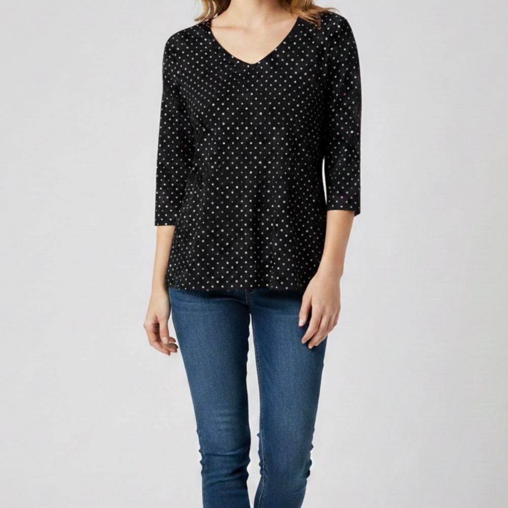 Cleo Dot V-Neck Top